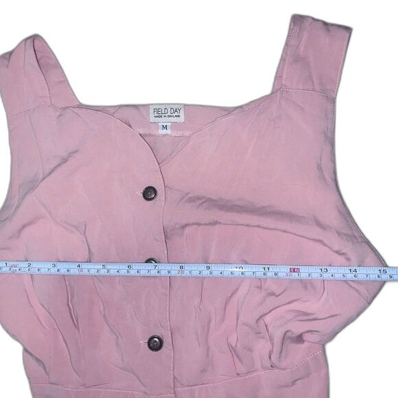 Field Day Rayon Coral Peachy Cottagecore Dress Metal Buttons Sz M MSRP $120 - Picture 5 of 10